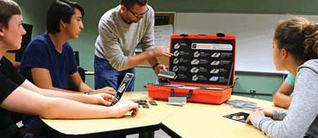 Students using Realityworks' Weld Defects Kit