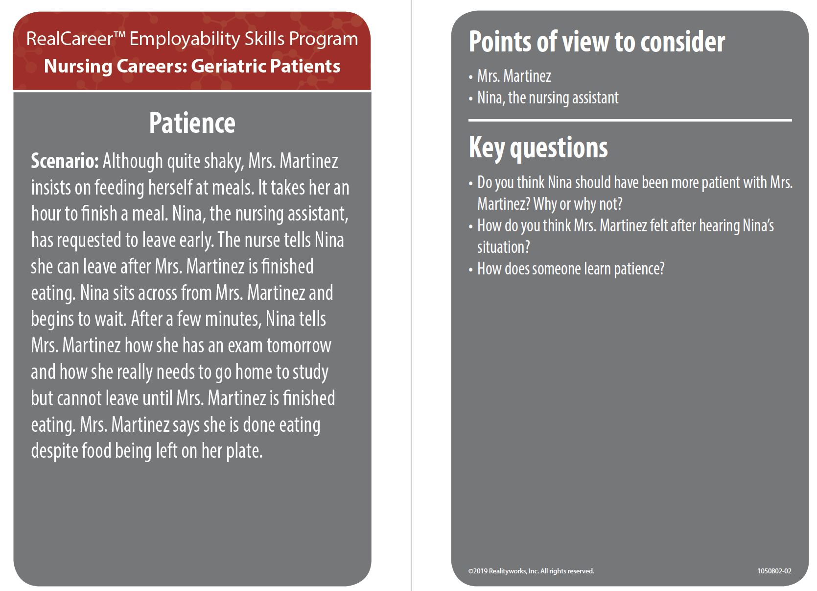 Geriatric Patients - Patience Scenario