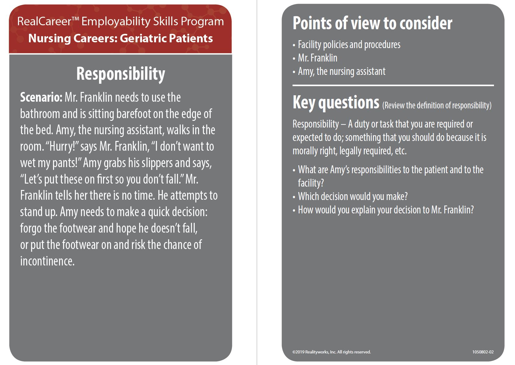 Geriatric Patients - Responsibility Scenario
