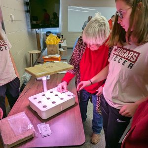 Students and Teacher use the Mini Hydroponics Unit