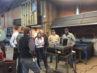 Anne demonstrating the guideWELD VR welding simulator