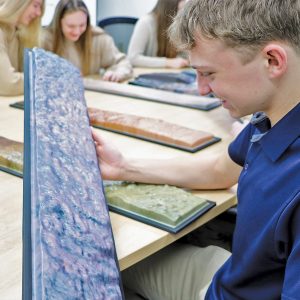 Student examines the Soil Monolith Kit