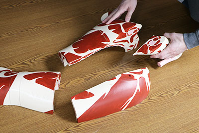 Student assembling Butcher Lamb Cut Models