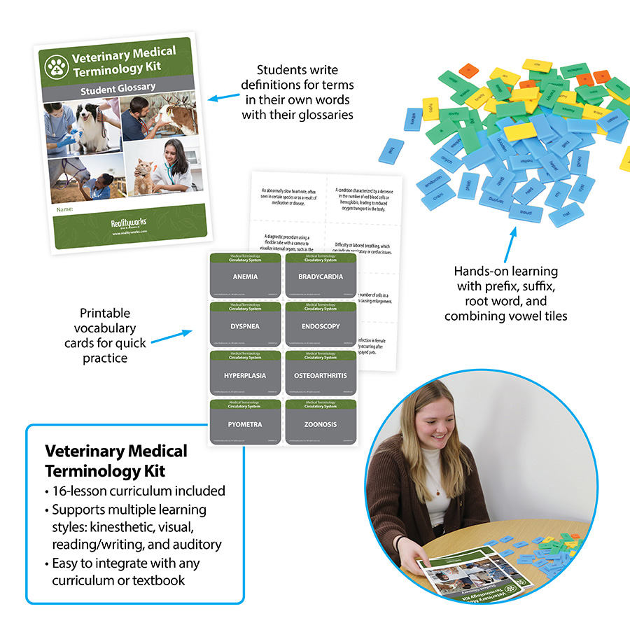 Veterinary Medical Terminology Kit Features